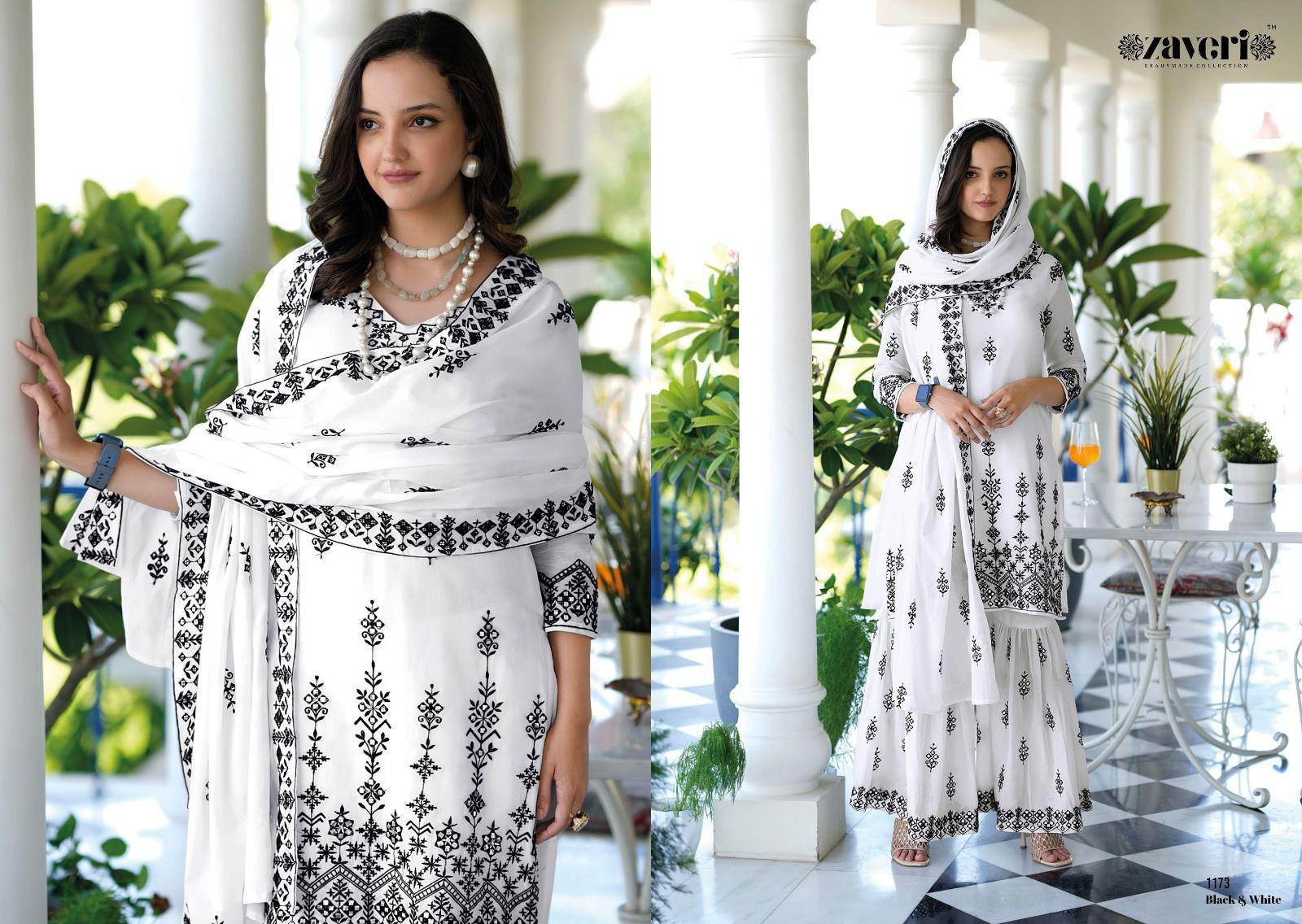 Black and White By Zaveri Readymade Sharara Suits Catalog